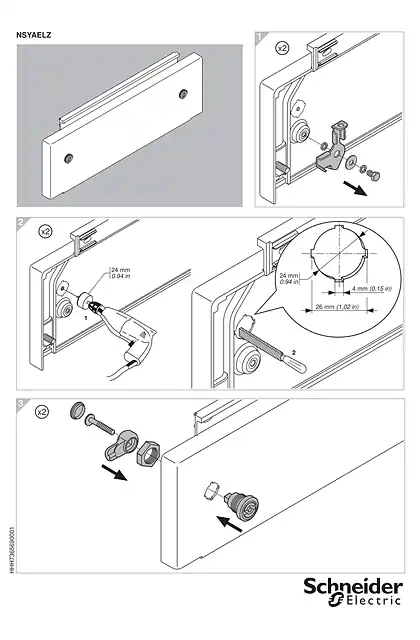 schneider施耐德PanelSeT PLA - Set of 2 external locks for ZZ plinths NSYAELZ - Instruction sheet